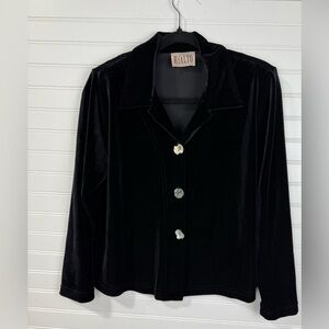Vintage Rialto Collection by Joy Perreras. XS black velvet cardigan.